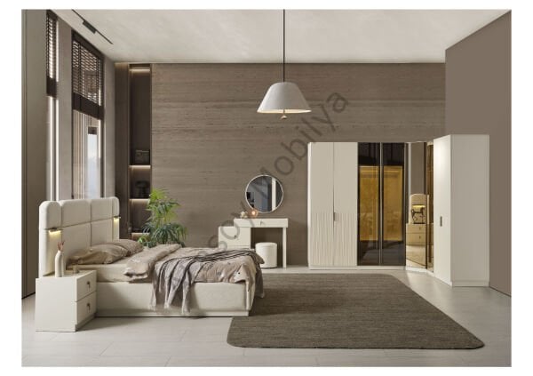 Roza Köşe Dolaplı Yatak Odası