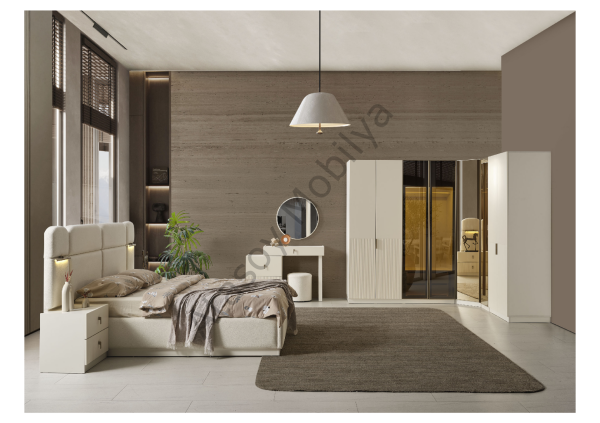 Roza Köşe Dolaplı Yatak Odası Takımı