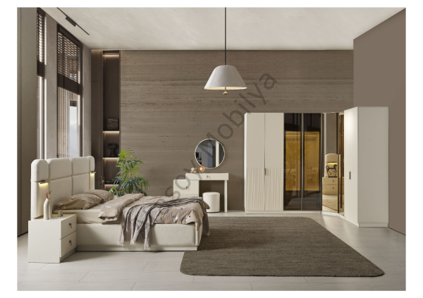 Roza Köşe Dolaplı Yatak Odası Takımı