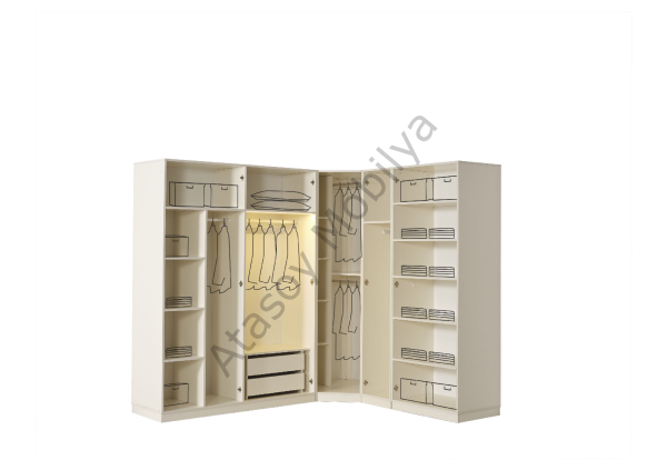 Roza Köşe Dolaplı Yatak Odası Takımı