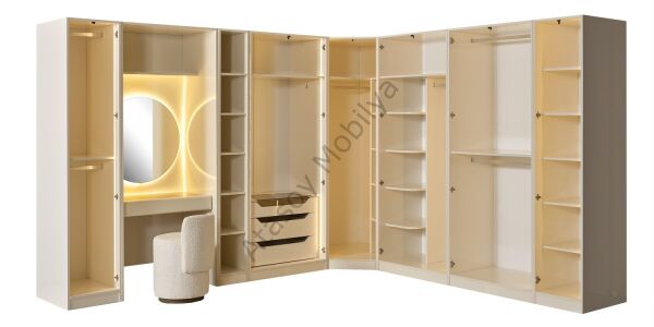 Marsel Köşe Dolaplı Yatak Odası